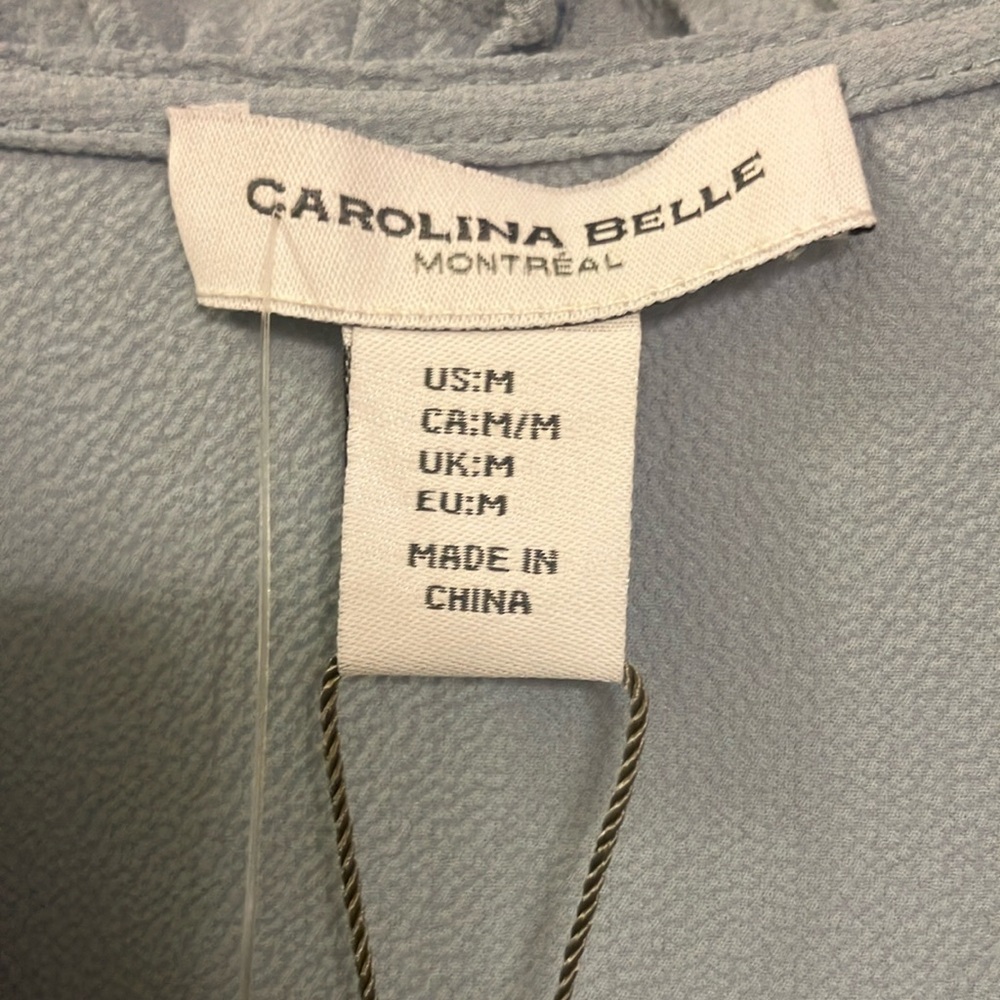 Carolina Belle Women's V-neck Blue Blouse - Picture 4 of 5